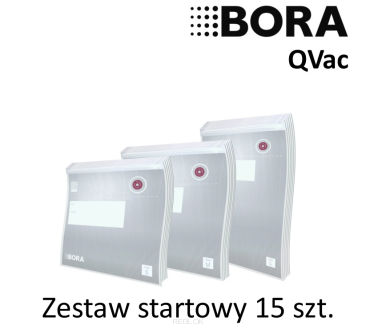 BORA QVac - worki do pakowania próżniowego, zestaw startowy 15 sztuk (5x S,M,L)